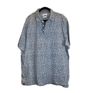 Johnnie-O Hangin Out Mens SS Polo Shirt Wave Pattern Blue Size XL